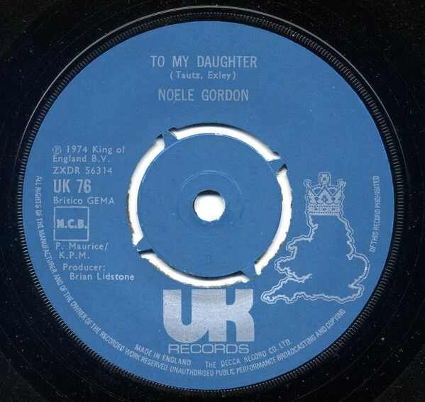 Noele Gordon - To My Daughter / Dream Concerto - Used Vinyl Record 7 - P8100A