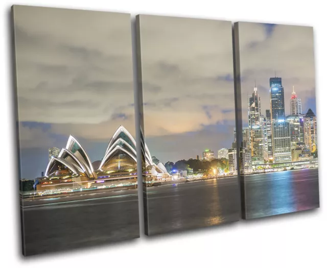 Sydney Skyline Harbour Opera House City TREBLE CANVAS WALL ART Picture Print