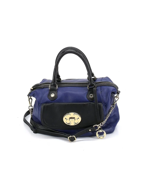 Emma Fox Women Blue Leather Satchel One Size