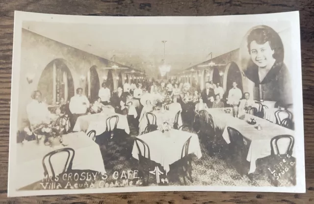 RPPC Mexican Restaurant Interior View Acuna Villa Coah Mrs Crosbys Cafe