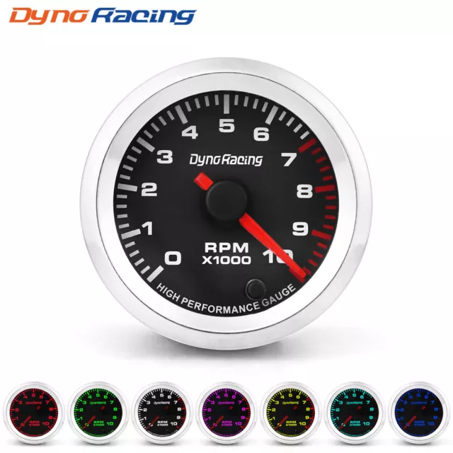 2" 52mm 7 Color Backlight Car Pointer Tacho Tachometer Gauge Meter 0-10 RPM 12V