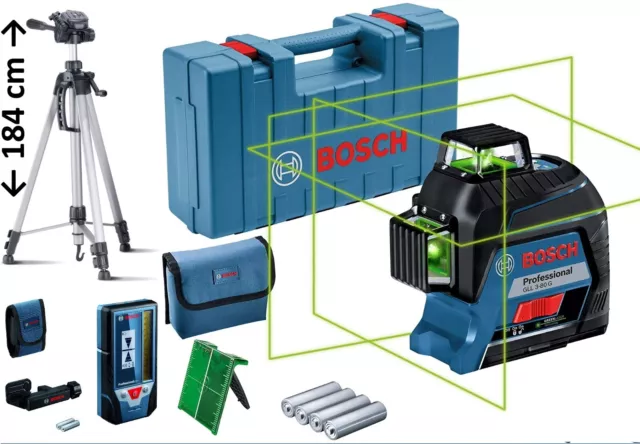 BOSCH Linienlaser Kreuzlinienlaser GLL 3-80G Grün Stativ 184 cm Empfänger LR7