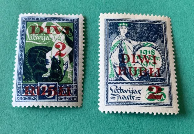 Latvia Latvija 1920 - 2 unused stamps - Michel No. 62, 63