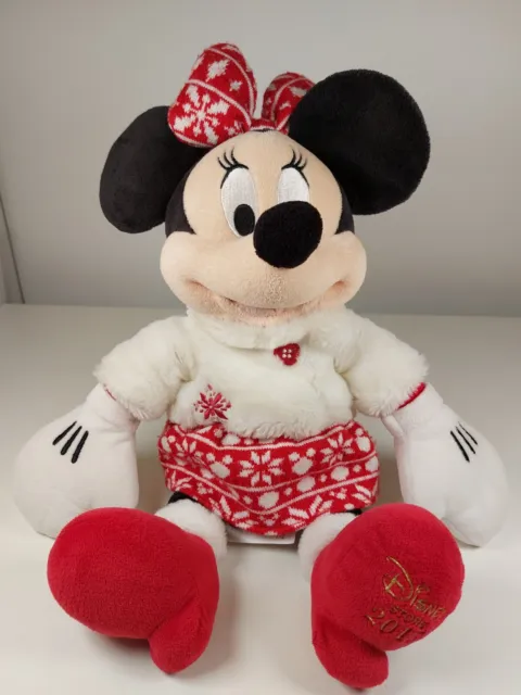 Disney Store Minnie Mouse Christmas Plush Doll 2015 Ltd Edition Collectable 16"