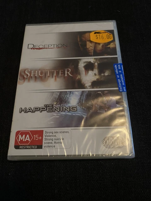 DECEPTION/SHUTTER/THE HAPPENING Disc Brand New And Sealed DVD's
