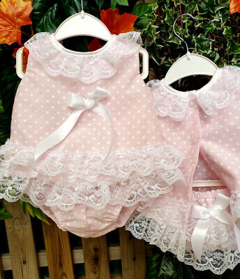 DREAM 0-5 YEARS baby girls summer pink spot angel top frilly pants  reborn dolls