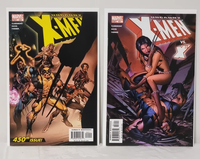 Uncanny X-Men #450 & 451 - Early X-23, 1st Wolverine Battle - Marvel Comics 2004