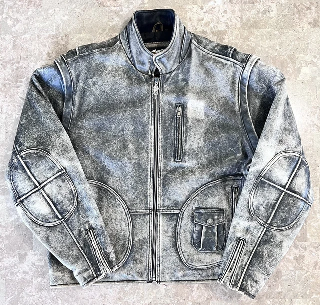 Harley Davidson Leather Jacket/ Vest Men's XL Black Distressed Removable Sleeves
