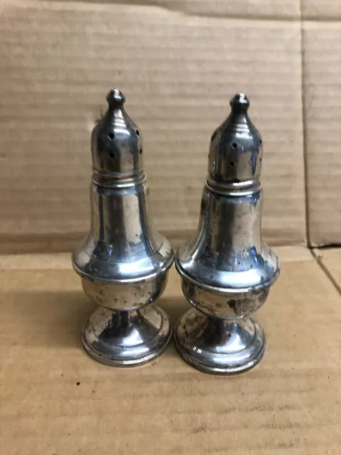 Pair Of Sterling Weighted Salt Pepper Shakers Silver