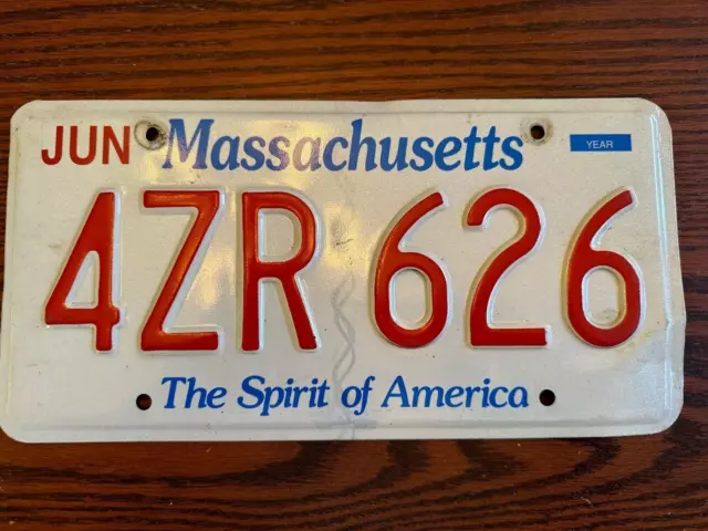 Massachusetts License Plate 4ZR 626 The Spirit of America Authentic Metal MA