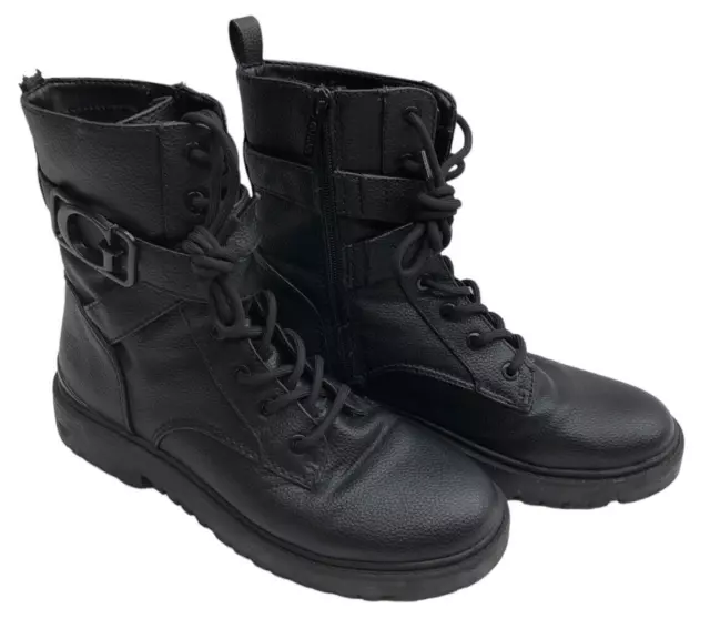 Guess Womens Orana Black Size 9M Combat Lace Up Outdoor Boots Mid-calf GWORANA