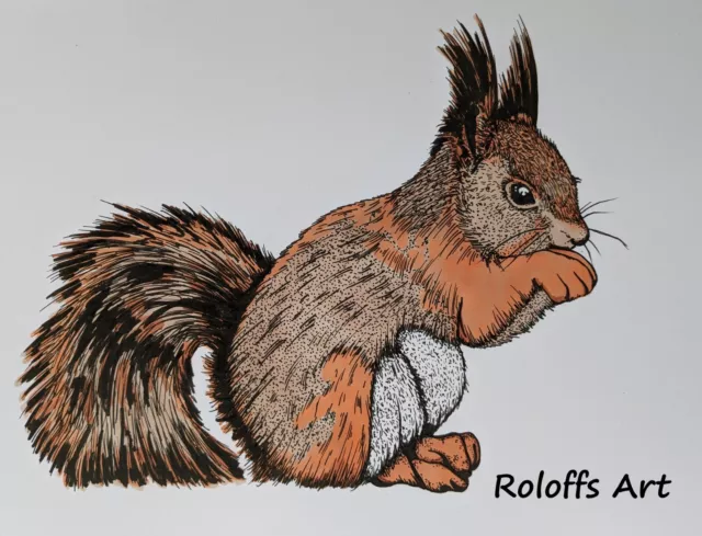 Tusche, Zeichnung, Eichhörnchen, Squirrel, Ink Drawing, Original, Unikat Roloff 3