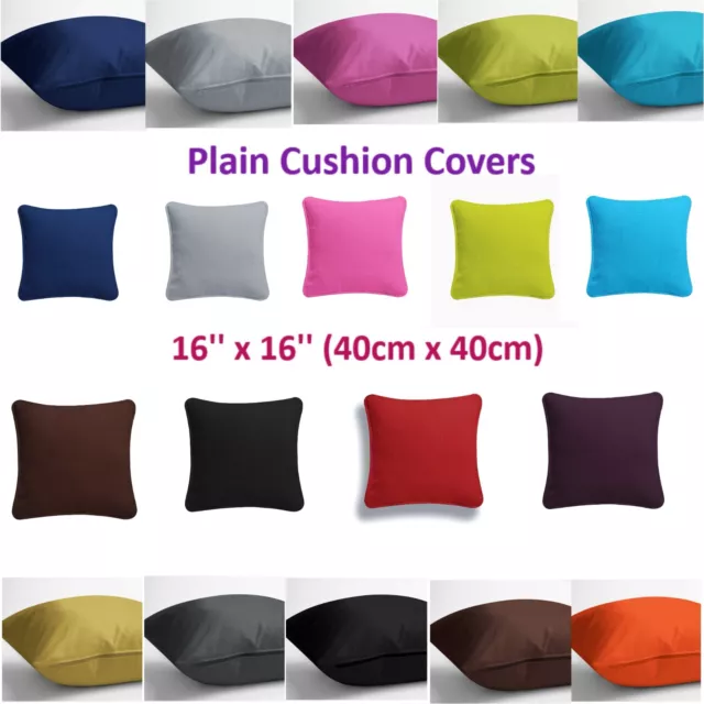 Plain Dyed Cushion Covers Home Garden Décor 100% Cotton Colourful Pillowcase16''