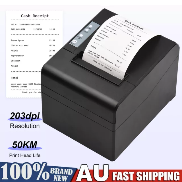 Bisofice 80mm USB LAN Thermal Receipt Printer Auto Cutter Support Cash Drawer AU