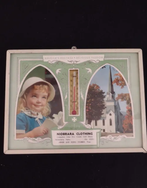 Vintage Advertising Thermometer With Small 1964 Calendar On Back Niobrara NE