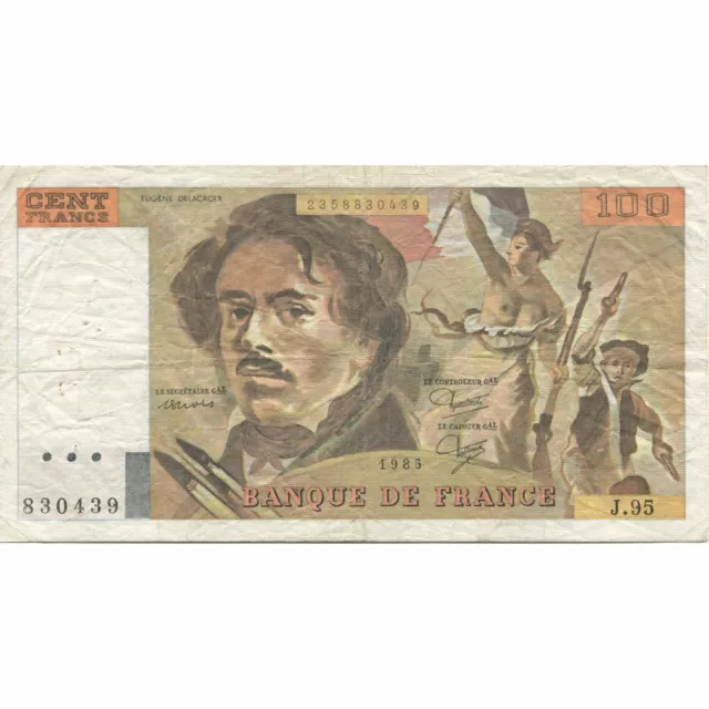 [#633625] France, 100 Francs, Delacroix, 1984, EF, Fayette:69.09, KM:154b