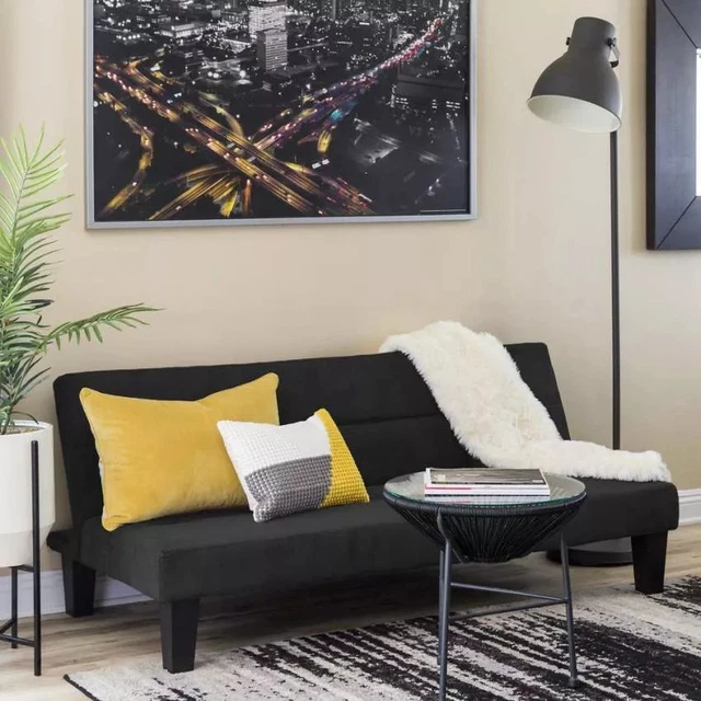 Canapé droit 3 places convertible en velours côtelé - Beige Farah | Maisons du Monde