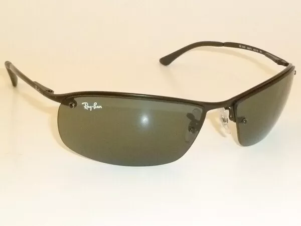 New  Ray Ban  Rimless  Sunglasses  Black Frame  RB 3183 006/71  Green Lenses