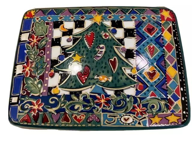 Colorful Porcelain Covered Trinket Box Christmas Decorated Painted Box