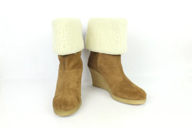 Bottines NAF NAF Talons Compensés Daim Marron FR 40 UK 6.5 TRES BON ETAT