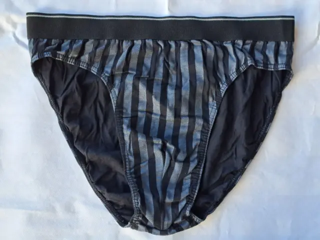 Slip Homme Men's Briefs Taille 5 - XL 100% coton Rayé Noir et Gris