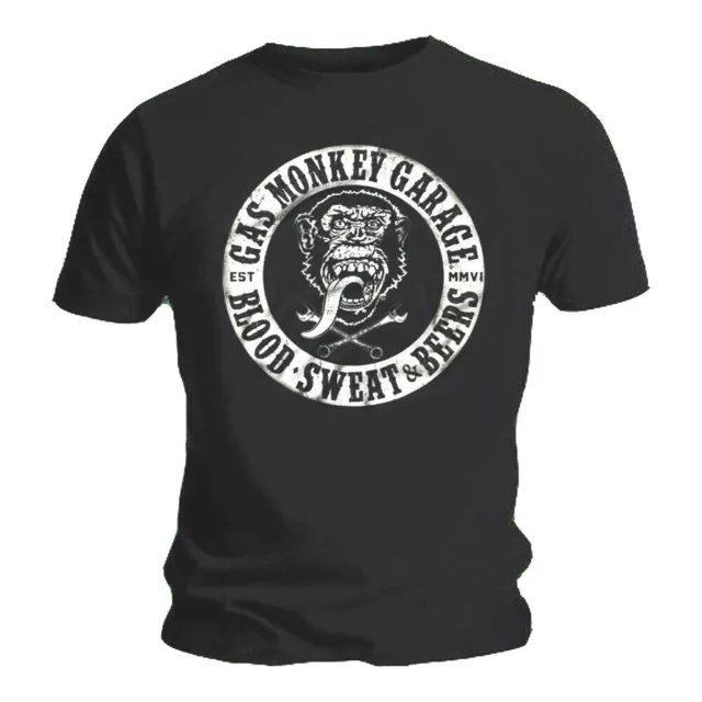 Gas Monkey Garage T Shirt Blood Sweat & Beers Official Black Mens Tee Unisex