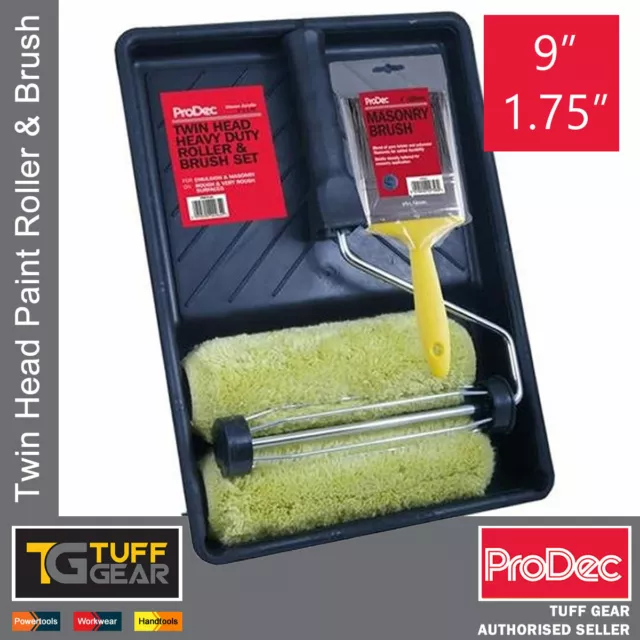 ProDec win Head Masonry Exterior Paint Roller & Brush Pro Set 9" Inch - 1.75" T