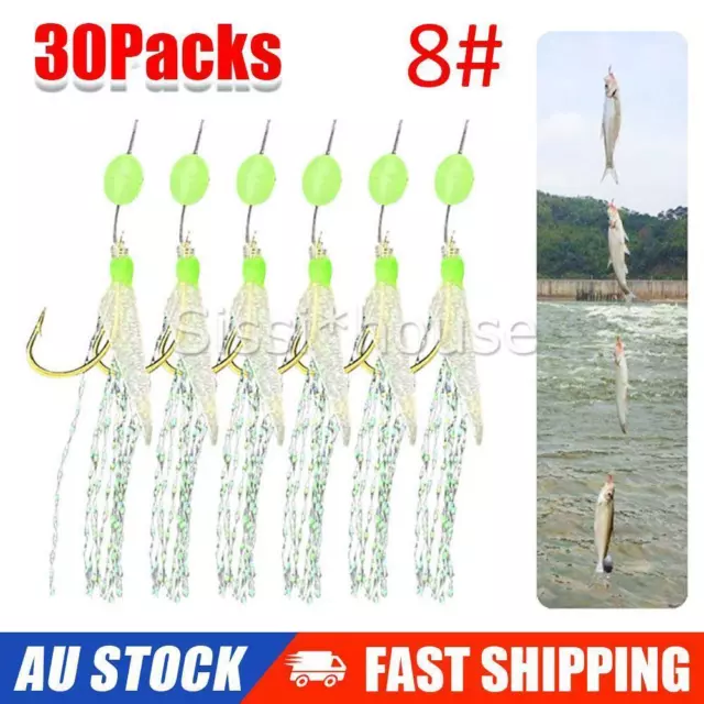 30Packs/lot Sabiki Fish skin Soft Fishing Lure Rigs Bait Jigs Lure soft 8# New