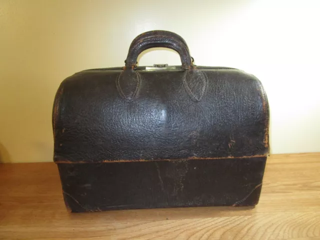 Antique 1940s Emdee by Schell Large Leather Doctor's Bag Cowhide
