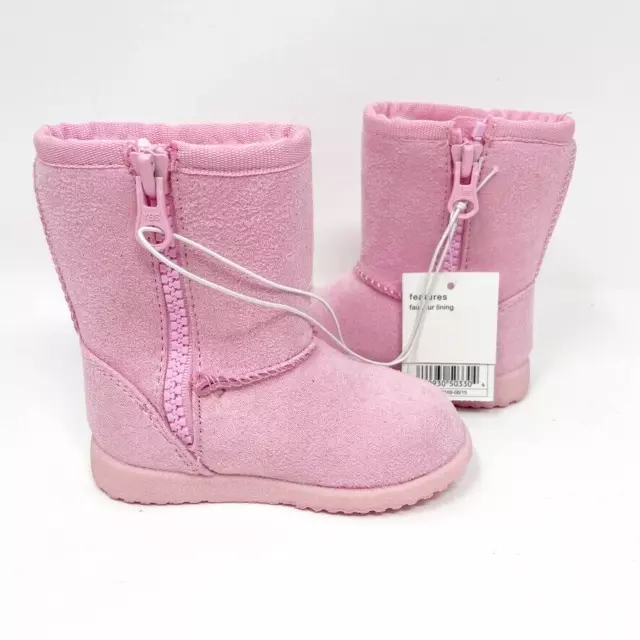 Osh Kosh Little Girls Pink Faux Suede & Fur Lined Boots Size 4 NEW
