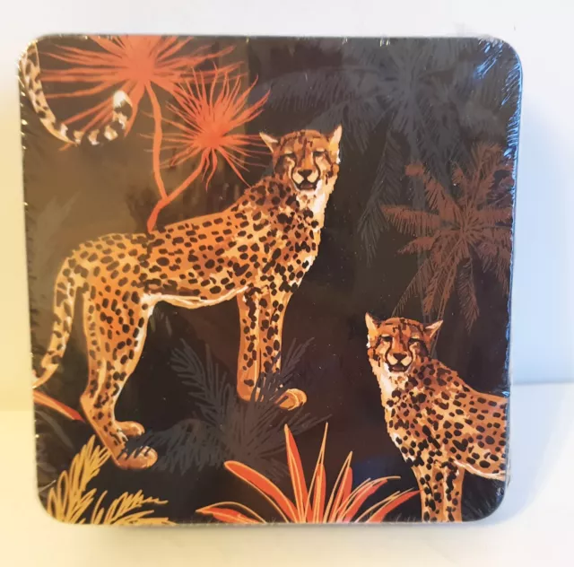 6er Set Untersetzer Korkunterseite Gepard Afrika Wildkatze Viereckig ca. 10x10