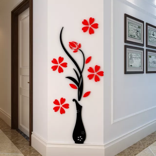 3D DIY Vase Flower Plum Tree Vinyl Art Wall Sticker Mural Decal Home Room Decor