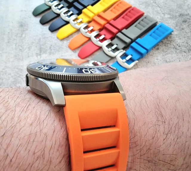 GENUINE FKM RUBBER Vented Watch Strap Band Divers Mens Silicone Sport