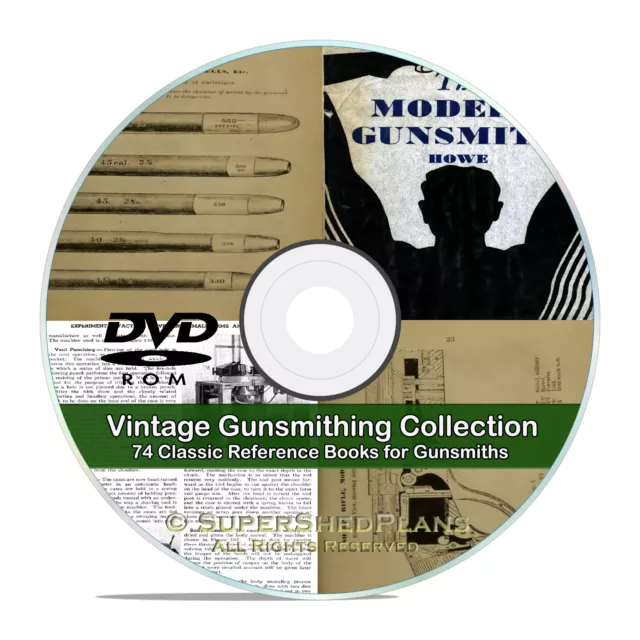 Modern Gunsmith, +74 rare Gunsmithing, Gun Repair, Cartridge Shell Books CD V19