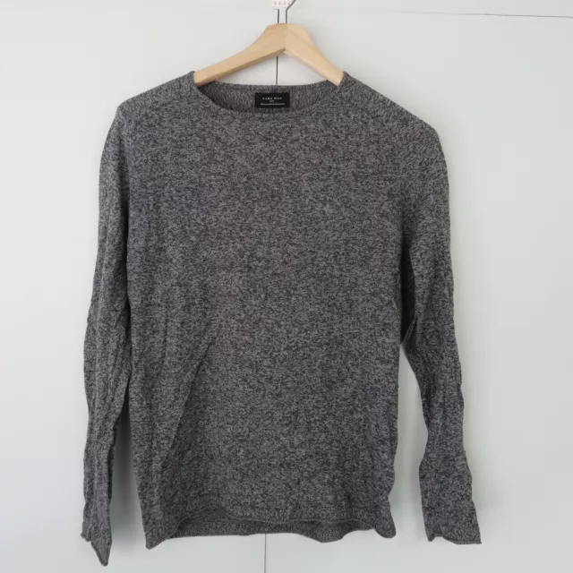 Zara Mens Knit Sweater Size M Grey Crew Neck Pullover Jumper