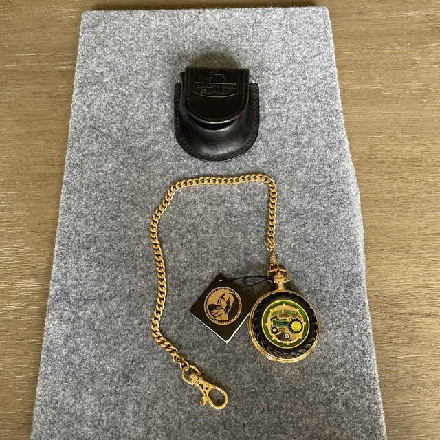 Franklin Mint John Deere "Model B" Pocket Watch & Holder/Case🔥🔥needs A Battery
