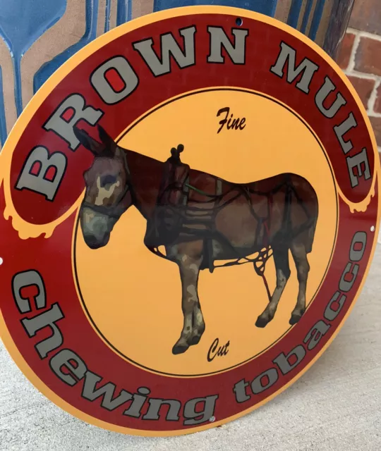 VINTAGE STYLE BROWN Mule Chewing Tobacco Metal Heavy Quality Sign $55. ...