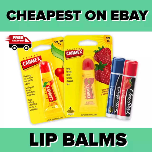 Chapstick Lip Balm Original, Strawberry, Carmex Strawberry, Cherry Lip Balm