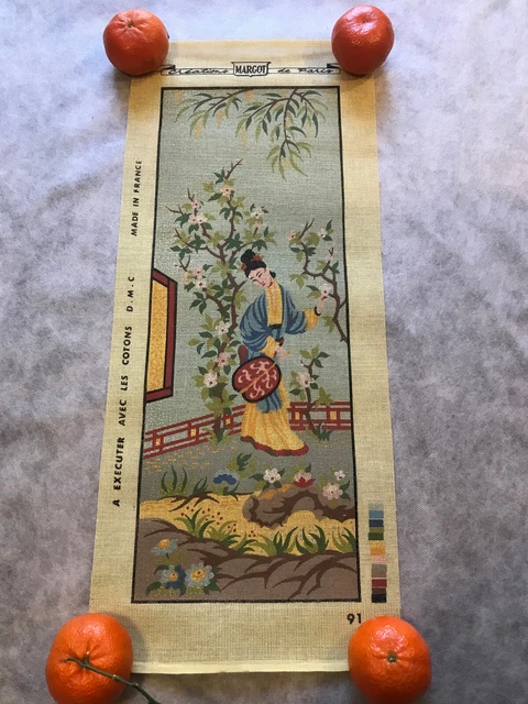 ancien tapisserie Canevas DMC MARGOT a faire  theme asiatique 25x60 cm