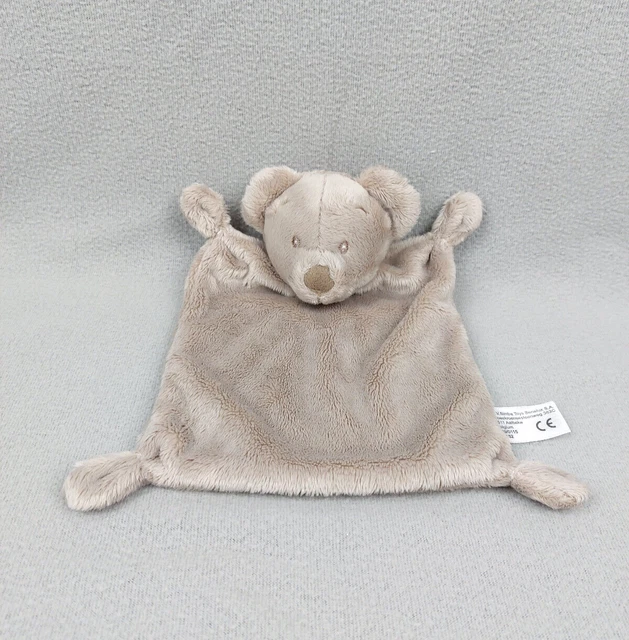 Doudou plat ours marron beige nez marron Simba toys