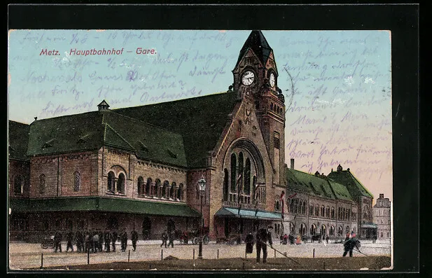 CPA Metz, vue de la gare pincipale 1913