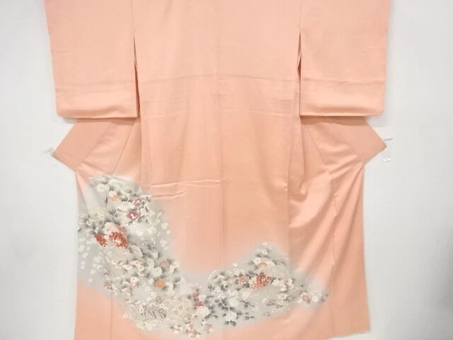 6649551: Japanese Kimono / Vintage Iro-Tomesode / Embroidery / Floral Plants & T