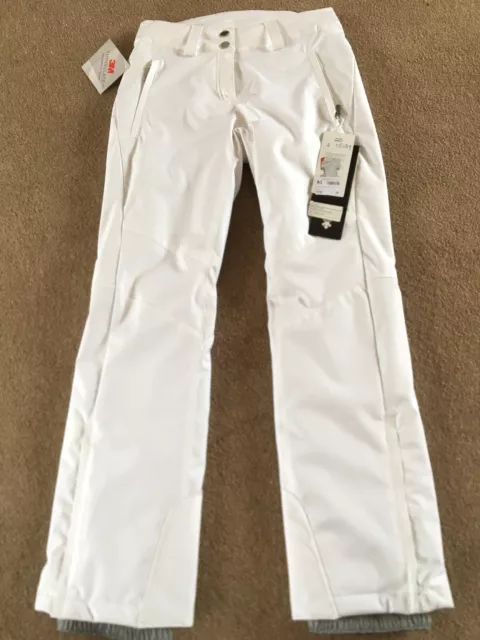 DESCENTE ARIANNA WOMENS SKI SNOWBOARD PANT UK 8 W28 L30 WHITE rrp £200 NEW