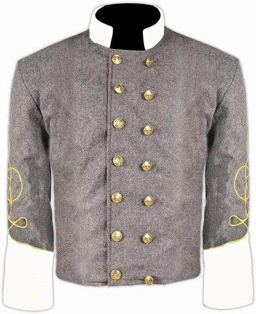 Civil War US Lt's 1 Braid Grey Wool Jacket with Solid White Cuff  & Collar