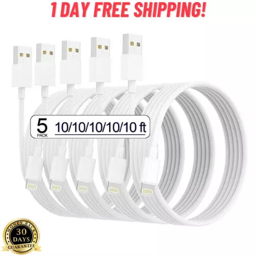 iPhone Charger[Apple MFi Certified]5pack 10FT Long Lightning Cable Fast Charging