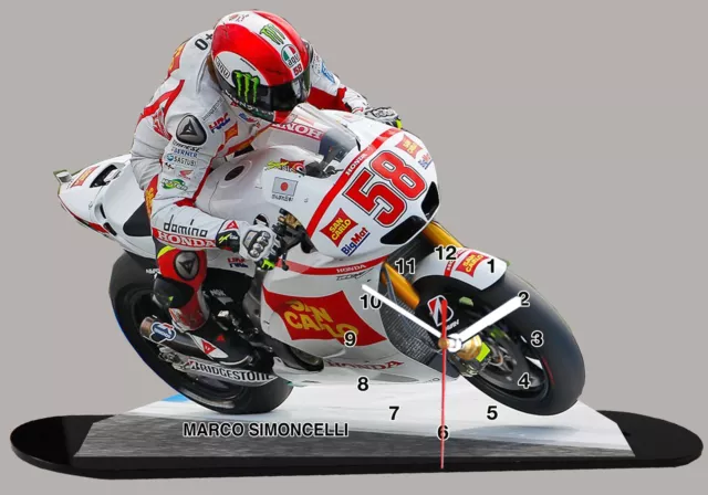 MODEL CARS, MOTO MINIATURE MARCO SIMONCELLI, HONDA EN HORLOGE, simoncelli-01