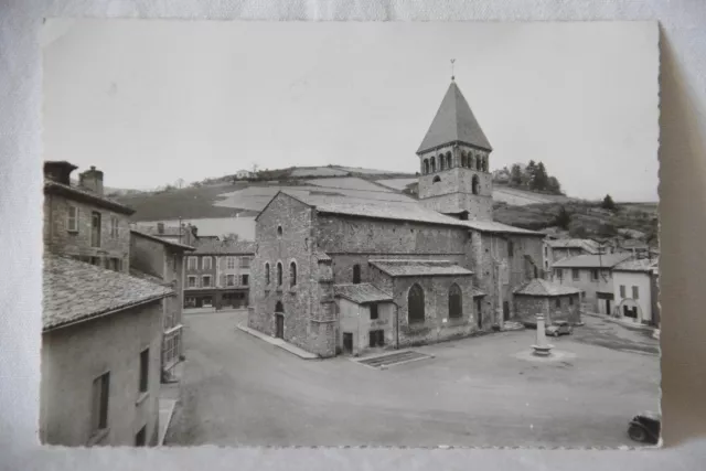 Cpa carte postale photo Beaujeu (Rhône) place citroen 2cv magasin antargaz 1960