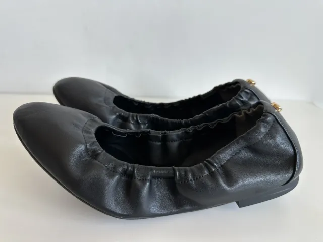 Stuart Weitzman New Gabby Scrunch Rivet Black Genuine Softest Leather Flats