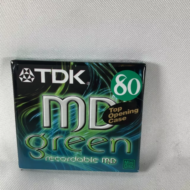 1 X TDK 80 Minute Couleur Mini Disque Md Enregistrable Minidisc Vert