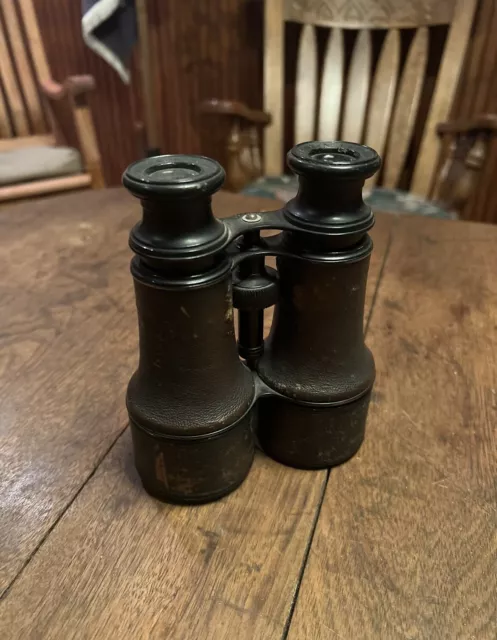 Antique Lemaire Fabt Paris Leather Bound Barrels Military Binoculars ~ 1880-1900